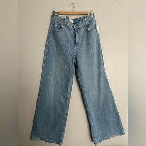 HM Wide High Waist Light Wash Jeans Size 14